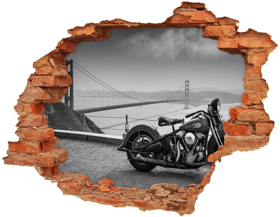 Sticker trou dans le mur Moto au Golden Gate Bridge