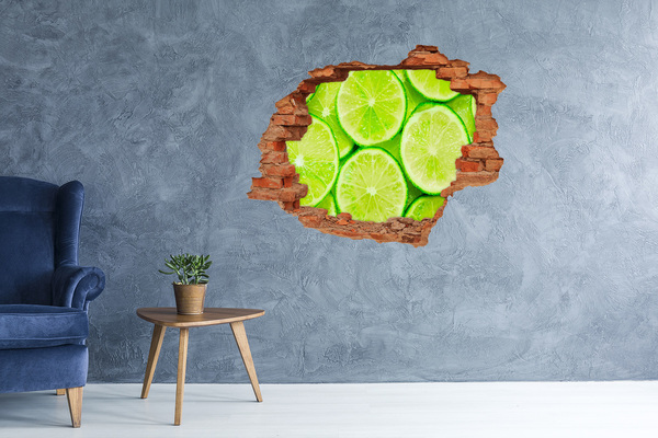 Sticker trou dans le mur Citrons verts frais dans du béton