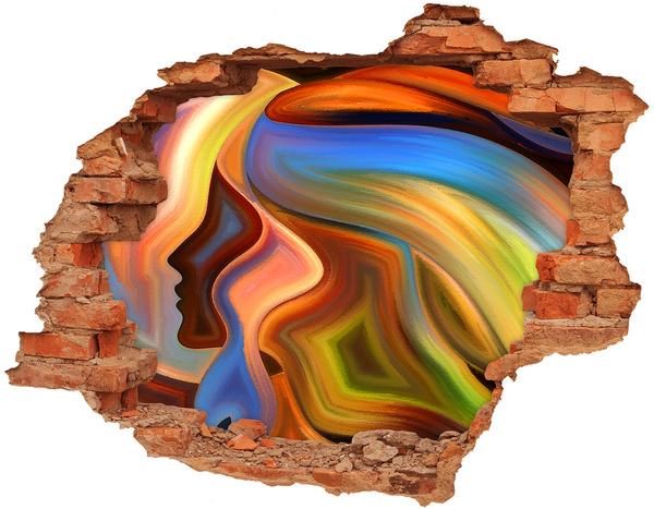 Sticker mural effet trou Un paysage coloré dans un trou dans le mur