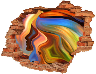 Sticker mural effet trou Un paysage coloré dans un trou dans le mur