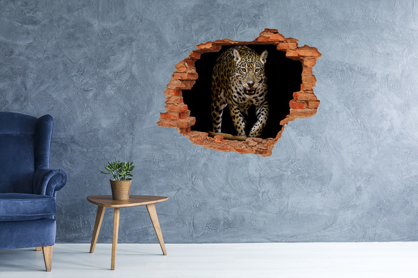 Sticker mural effet trou Tigre dans la jungle