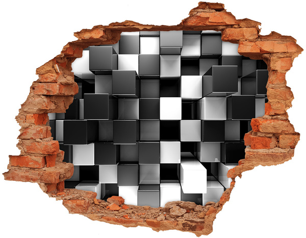Autocollant mural trou Cubes noirs et blancs dans le mur