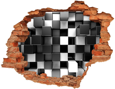 Autocollant mural trou Cubes noirs et blancs dans le mur