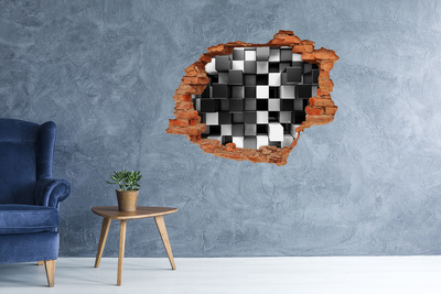 Autocollant mural trou Cubes noirs et blancs dans le mur
