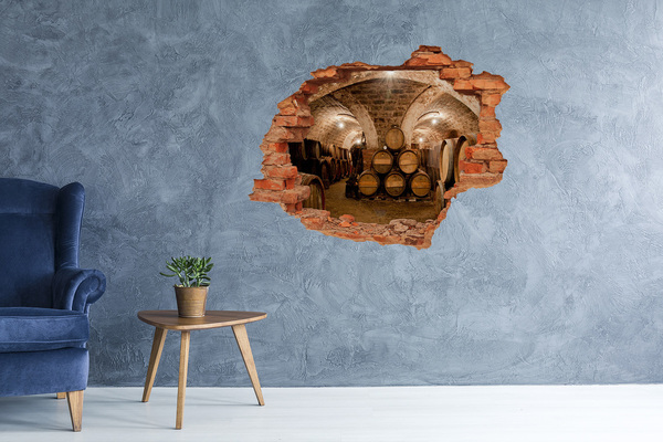 Sticker trou dans le mur Intérieur d'un chai avec des barriques