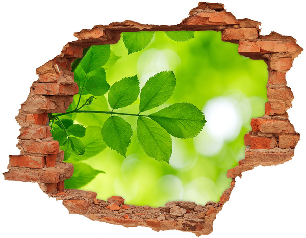 Sticker trou dans le mur Feuilles vertes brique