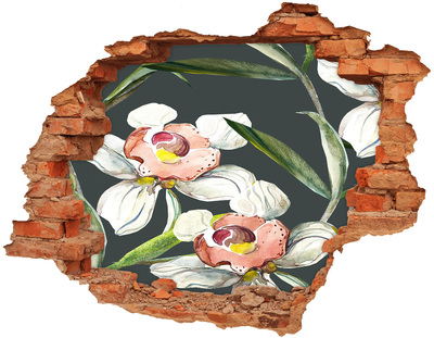 Autocollant à effet 3d trou Motif floral painte brique