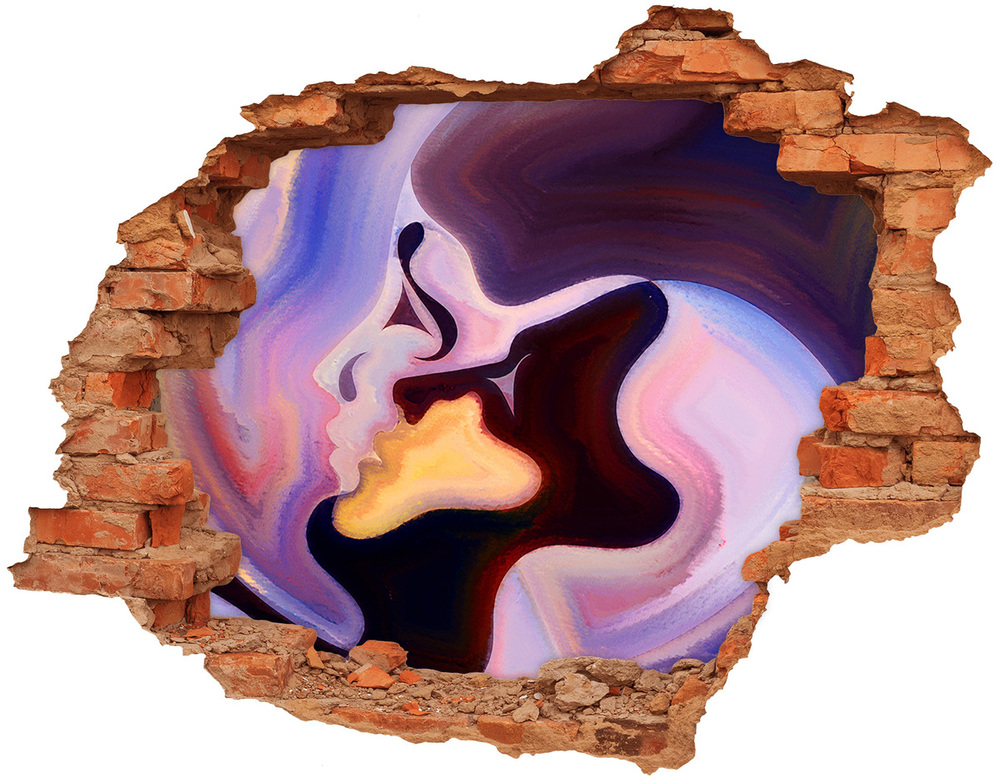 Sticker mural effet trou Profil abstrait d'une femme homme brique