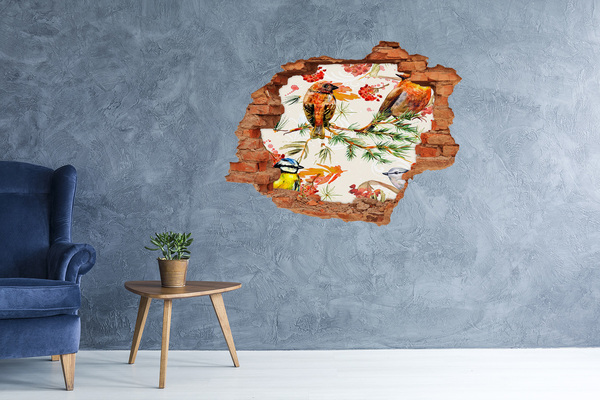 Autocollant mural trou Oiseaux dans un paysage forestier