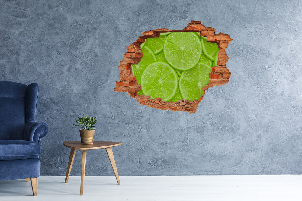 Sticker mural effet trou Citron vert brique