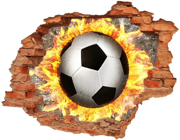 Sticker mural effet trou Football en feu