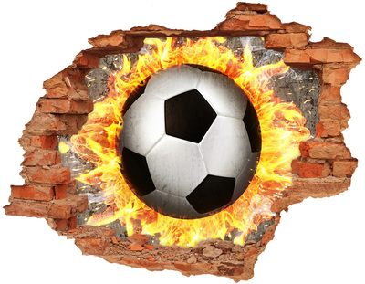 Sticker mural effet trou Burning football saw brique