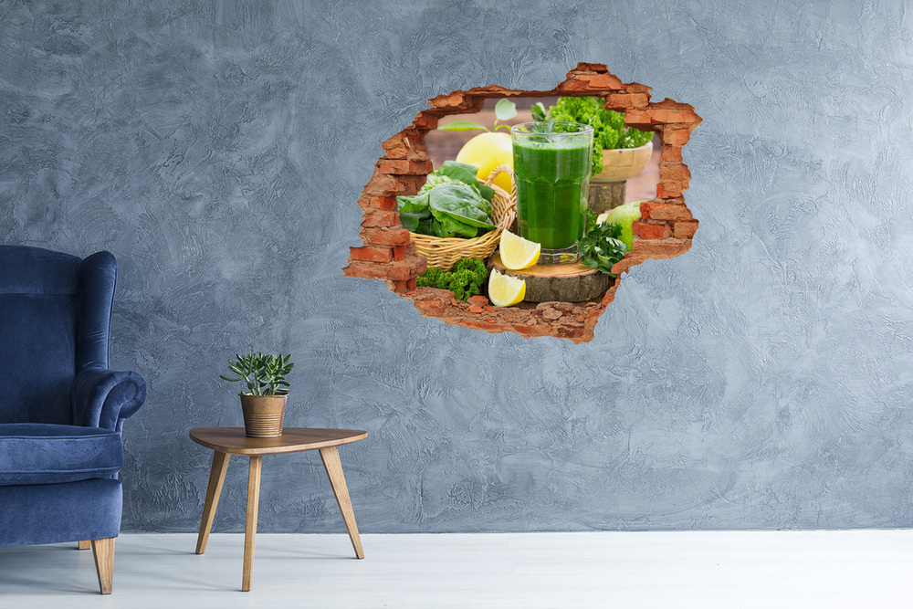 Sticker mural effet trou Cocktail vert brique