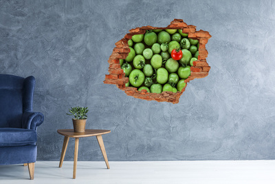 Sticker mural effet trou Tomate mature brique