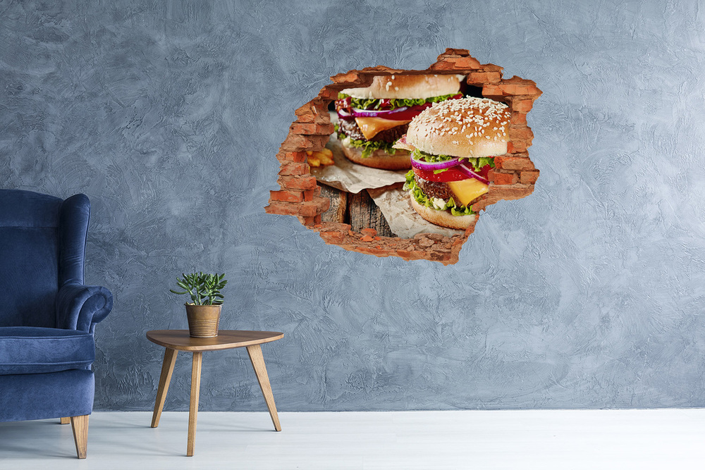 Autocollant mural trou Hamburgers brique