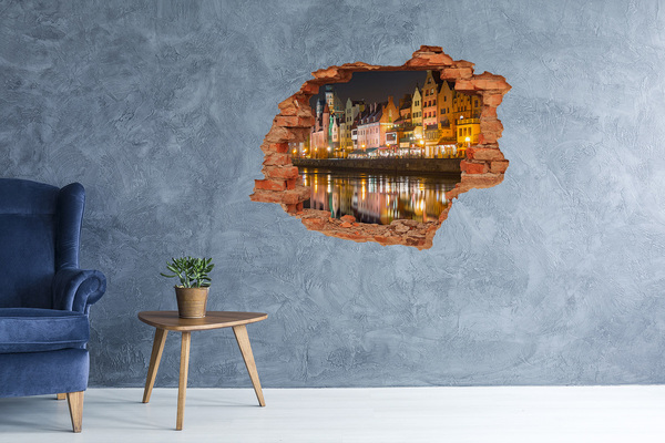 Sticker trou dans le mur Un port charmant la nuit