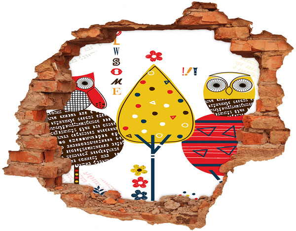 Autocollant mural trou Des arbres colorés dans un trou dans le mur