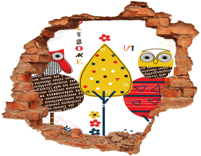 Autocollant mural trou Des arbres colorés dans un trou dans le mur