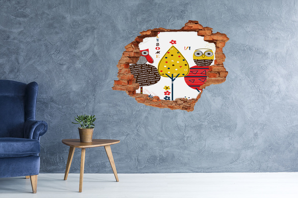 Autocollant mural trou Des arbres colorés dans un trou dans le mur