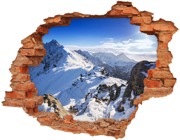 Sticker mural effet trou Paysage de montagne en hiver