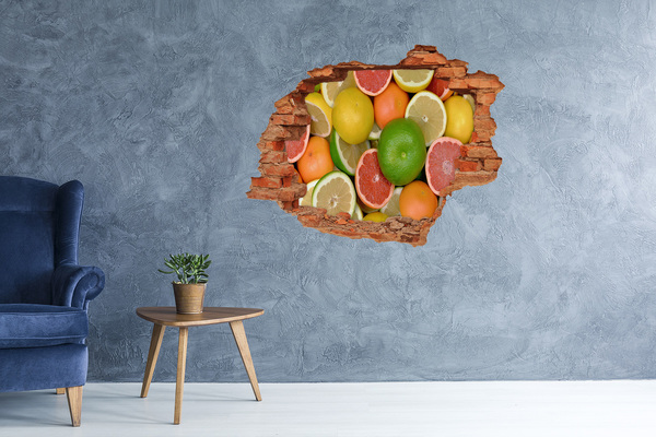 Autocollant à effet 3d trou Un paradis fruitier derrière le mur