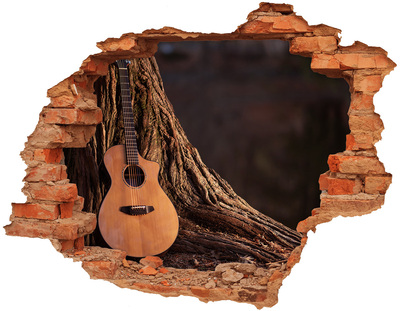 Sticker trou dans le mur Guitare acoustique brique