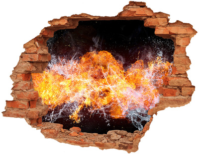 Autocollant à effet 3d trou Feu dans le trou du mur