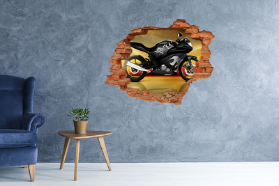 Autocollant mural trou Moto en feu