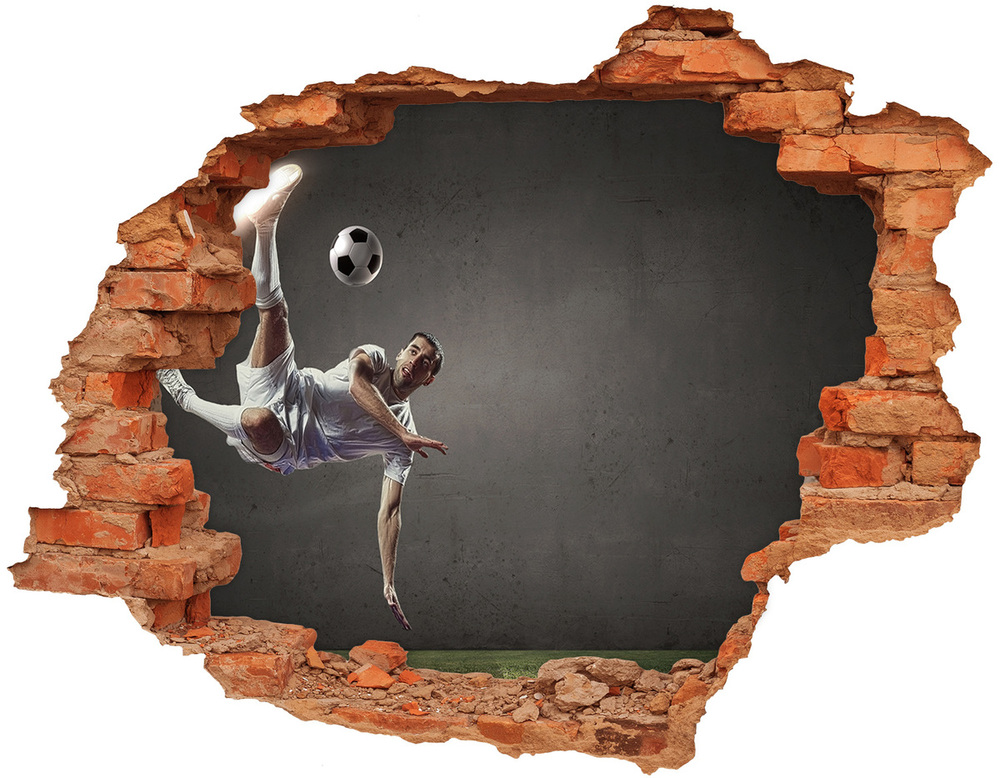 Sticker trou dans le mur Footballeur brique