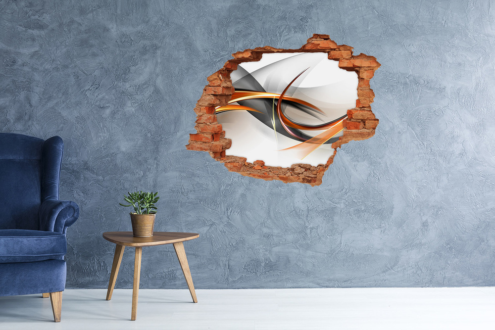 Sticker mural effet trou Éclairs orange abstraits brique