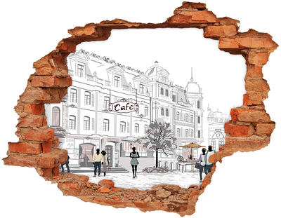 Sticker trou dans le mur Café de style européen