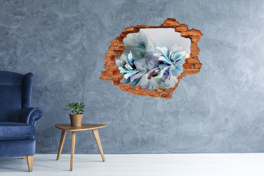 Autocollant mural trou Fleurs d'abstraction brique