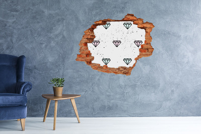 Sticker trou dans le mur Diamants brique