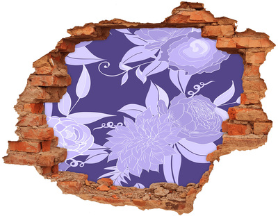 Sticker trou dans le mur Motif floral sur fond violet
