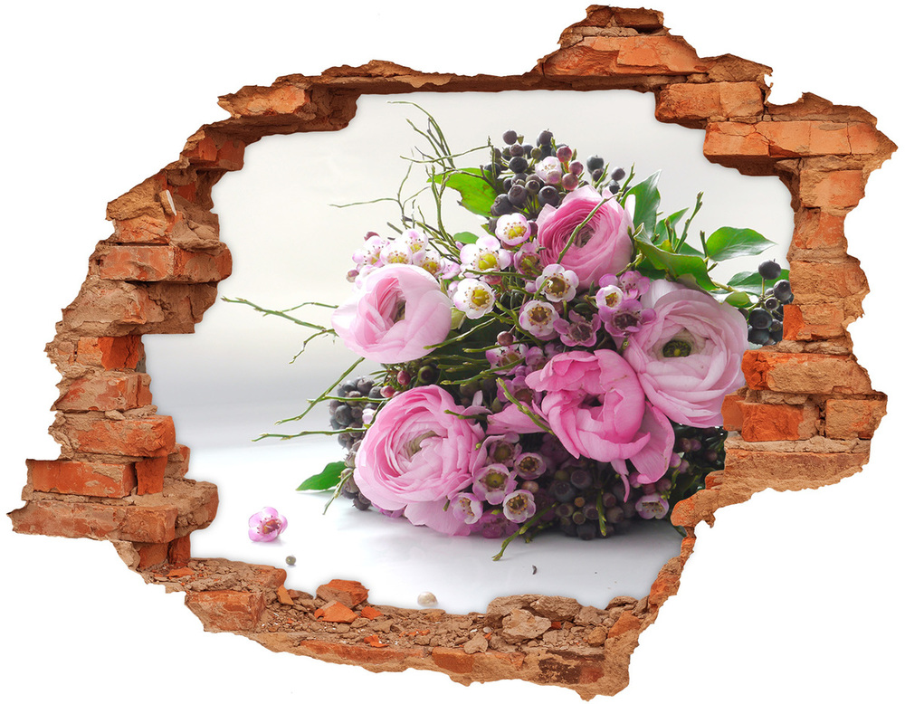 Autocollant mural trou Bouquet de roses brique