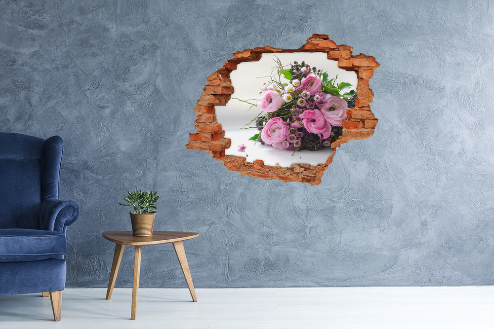 Autocollant mural trou Bouquet de roses brique