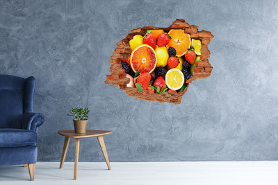 Sticker mural effet trou Fruit coloré brique