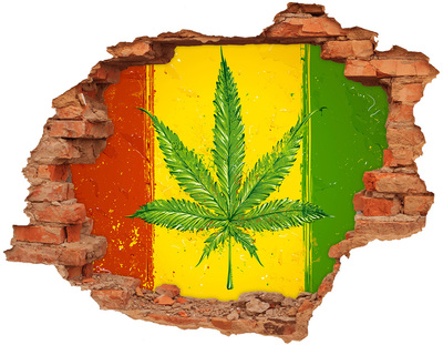 Sticker trou dans le mur Drapeau rasta brique