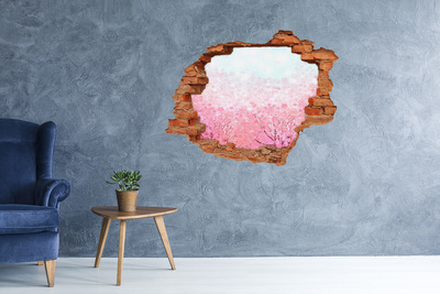 Sticker mural effet trou Un paysage floral aux nuances de rose