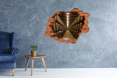 Sticker trou dans le mur Intérieur d'un chai avec des barriques