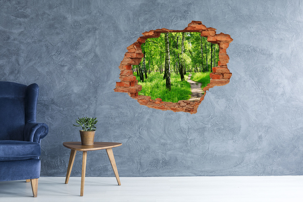 Autocollant à effet 3d trou Forêt de bouleau brique