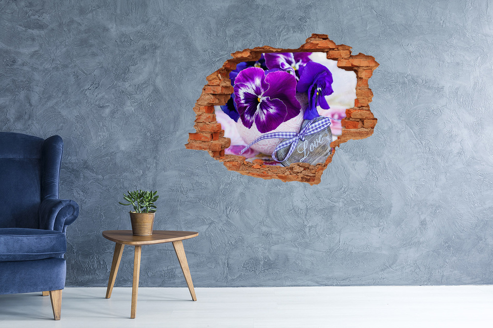 Sticker mural effet trou Pannes violettes brique