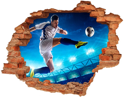 Autocollant mural trou Footballeur brique