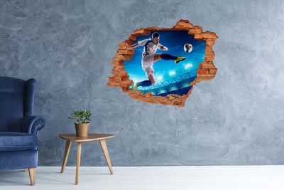 Autocollant mural trou Footballeur brique