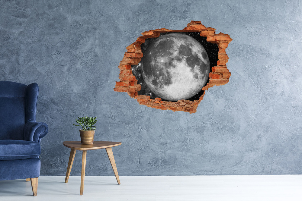 Sticker mural effet trou Lune brique