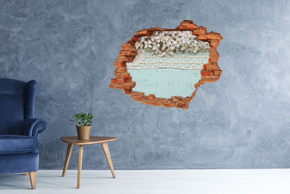 Sticker trou dans le mur Fleurs de cerisier roses brique