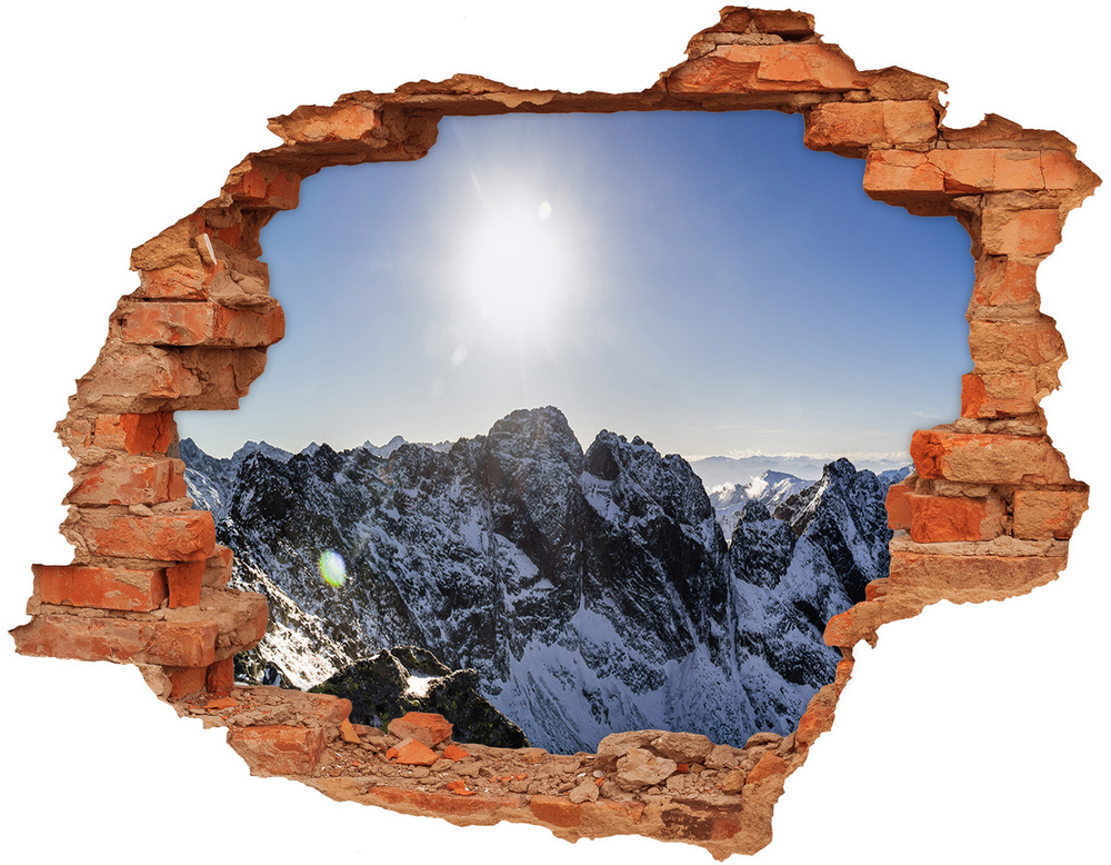 Sticker mural effet trou Hiver dans les montagnes de Tatras brique