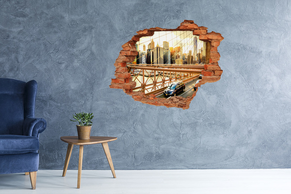 Autocollant mural trou Le pont de Brooklyn au coucher du soleil