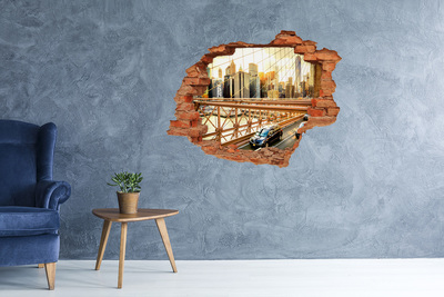Autocollant mural trou Le pont de Brooklyn au coucher du soleil