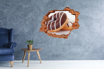 Sticker mural effet trou Beignets au chocolat chez Hole in the Wall